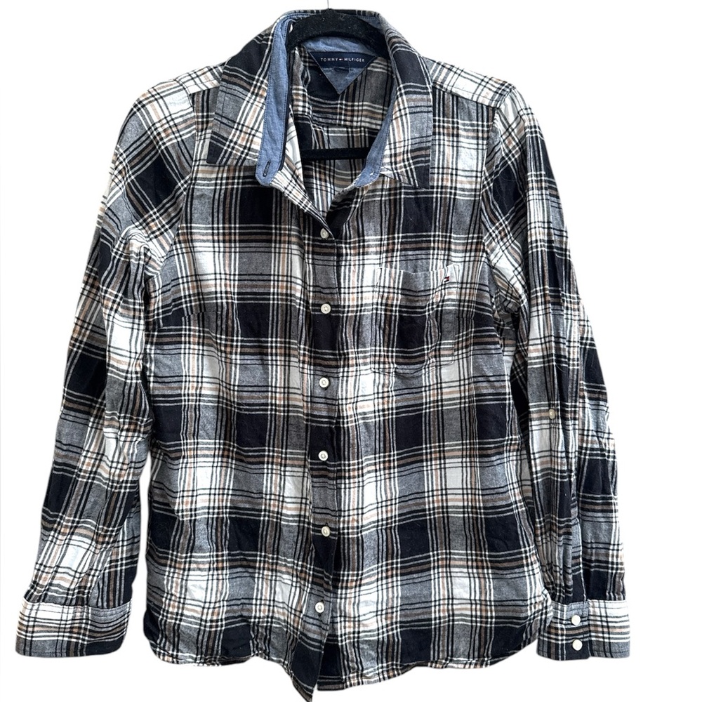 Tommy Hilfiger Black and White Plaid Shirt